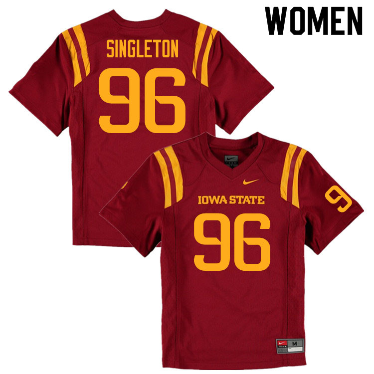 Women #96 J.R. Singleton Iowa State Cyclones College Football Jerseys Sale-Cardinal